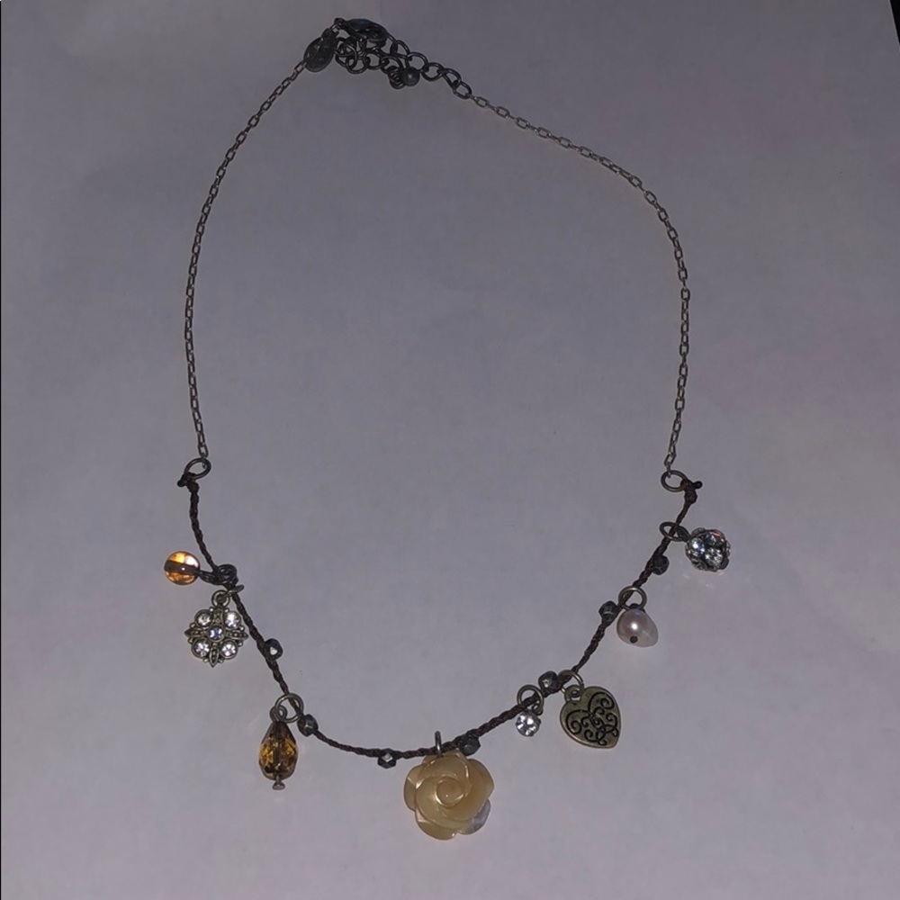 American eagle charm necklace with roses & pearls